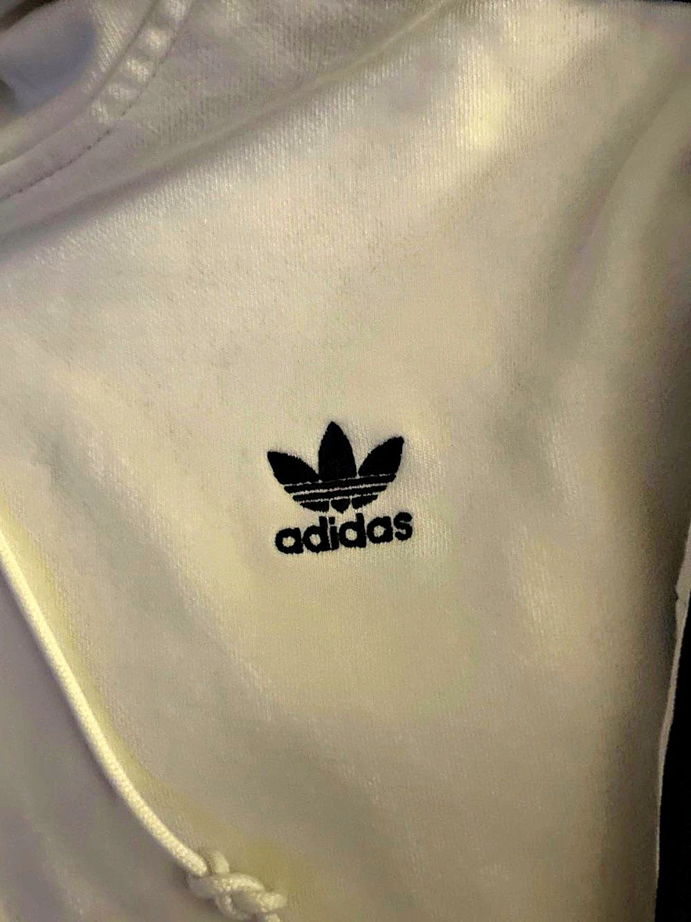 Adidas Cropped Track Hoodie White & Black Stripe Small - Picture 4 of 5